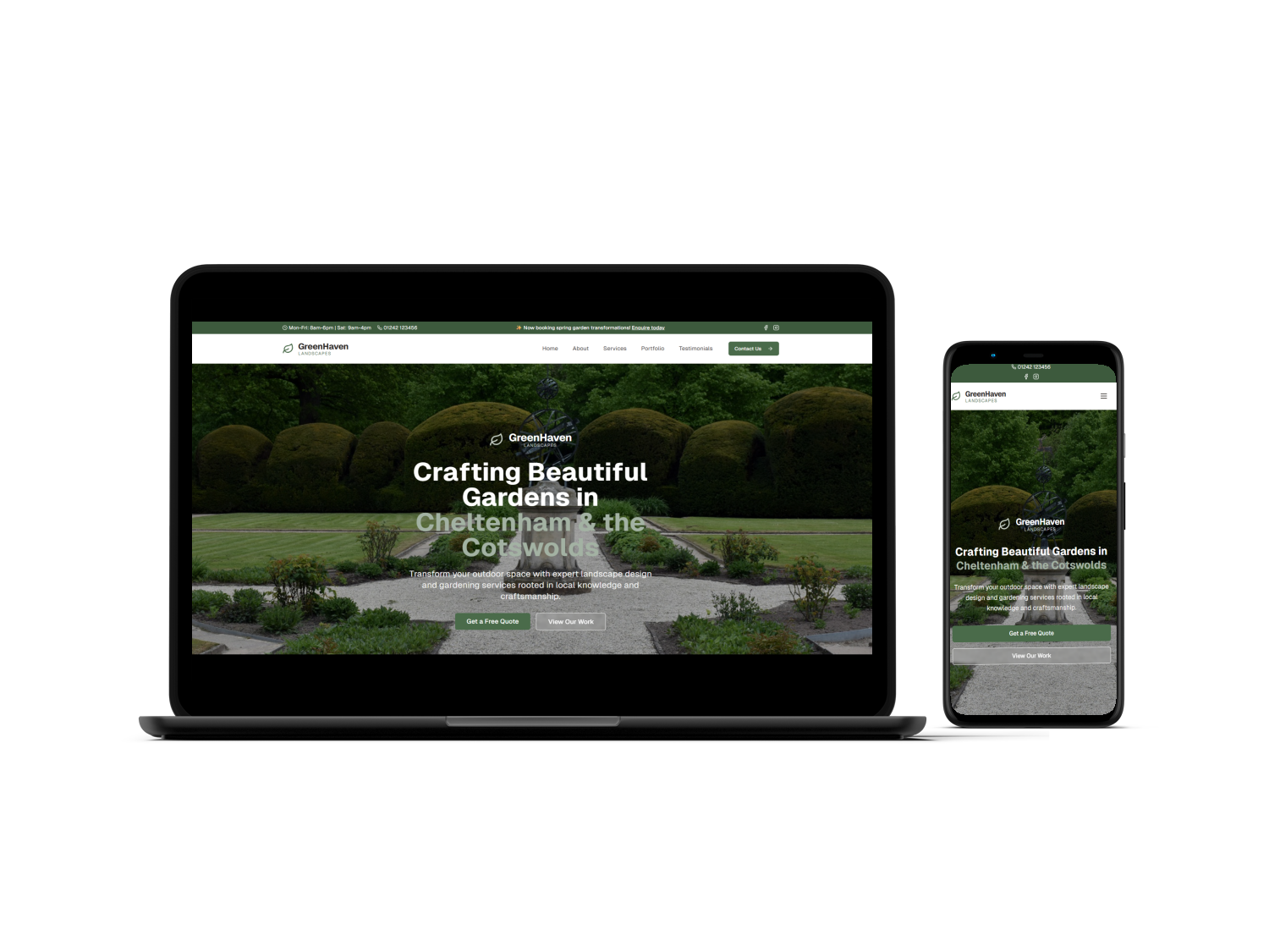 Landscape Gardening website design by Vertibase