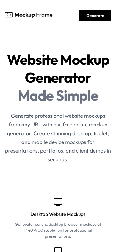 Mockup Frame mobile website design by Vertibase