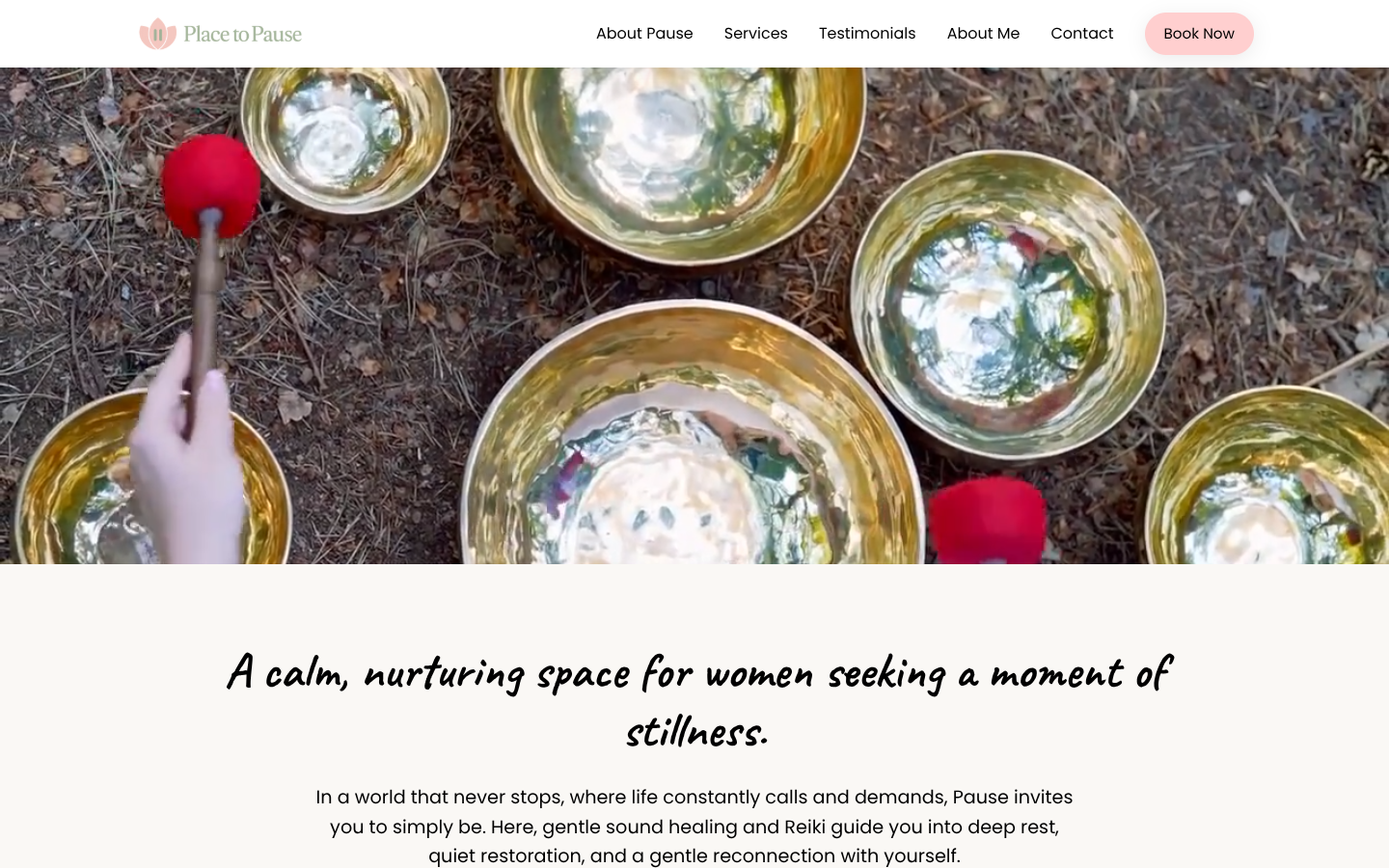 Place to Pause desktop website design by Vertibase