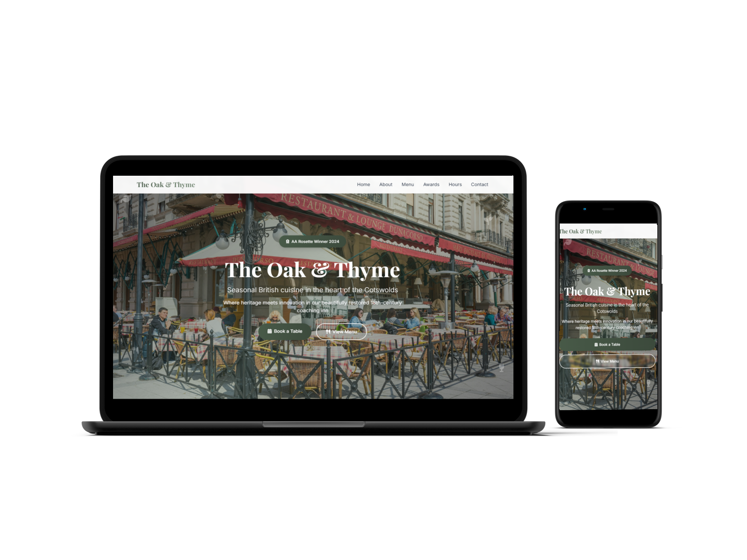 Restaurant website design by Vertibase
