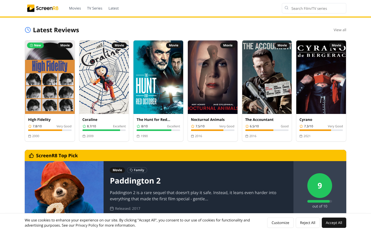 ScreenR8 desktop website design by Vertibase