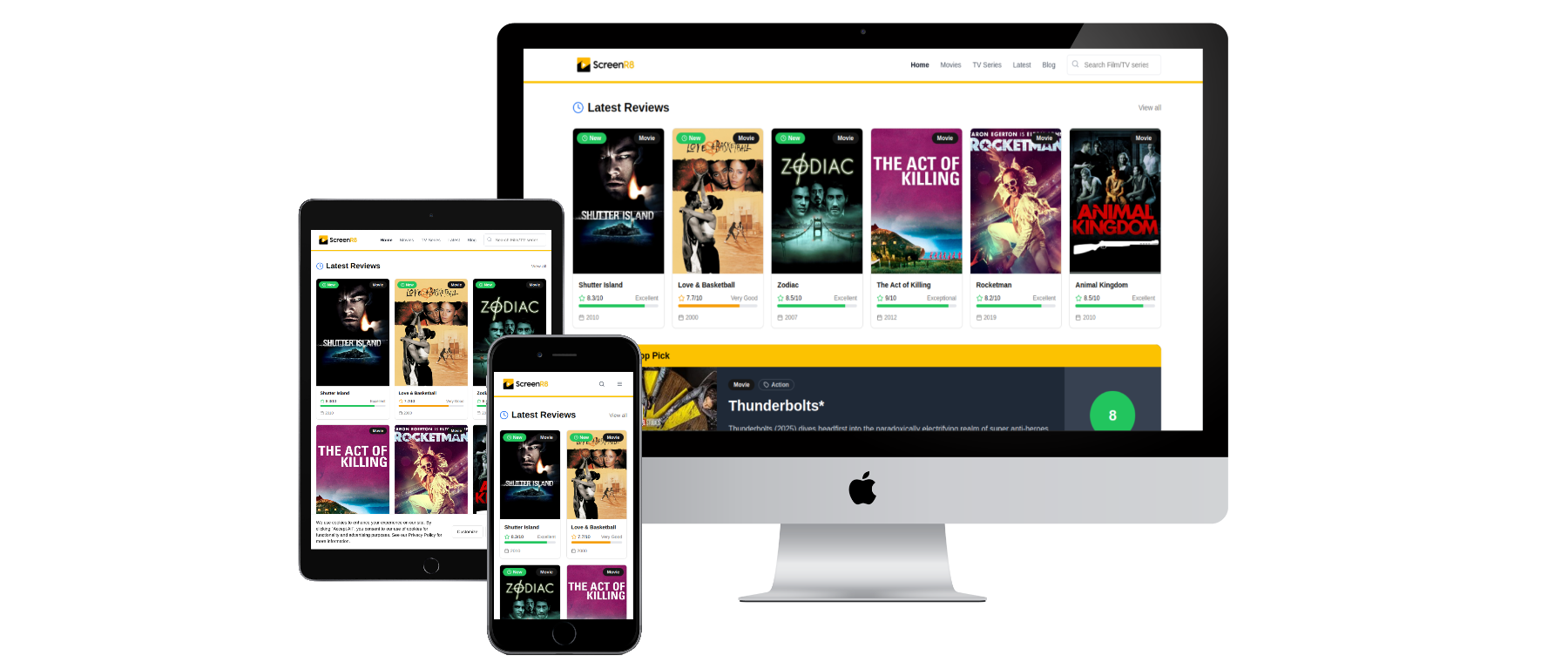 ScreenR8 website design by Vertibase