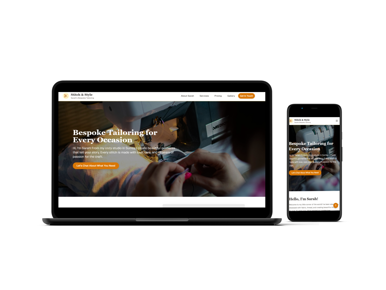 Bespoke Tailoring website design by Vertibase