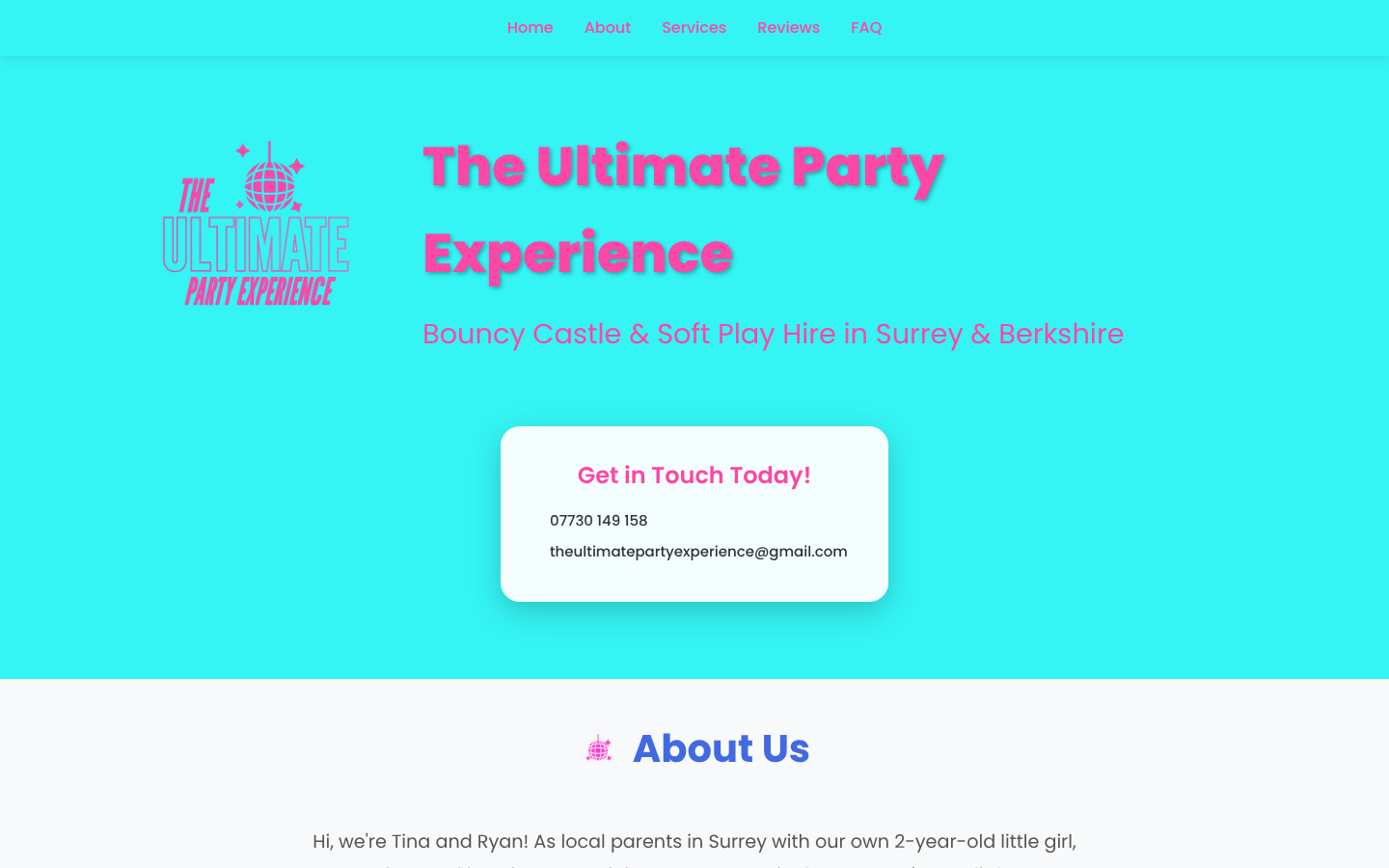 The Ultimate Party Experience desktop website design by Vertibase