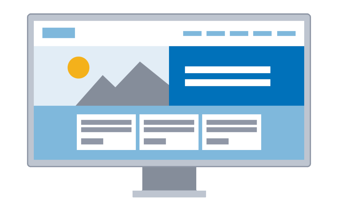 Animated website design illustration showing responsive web development